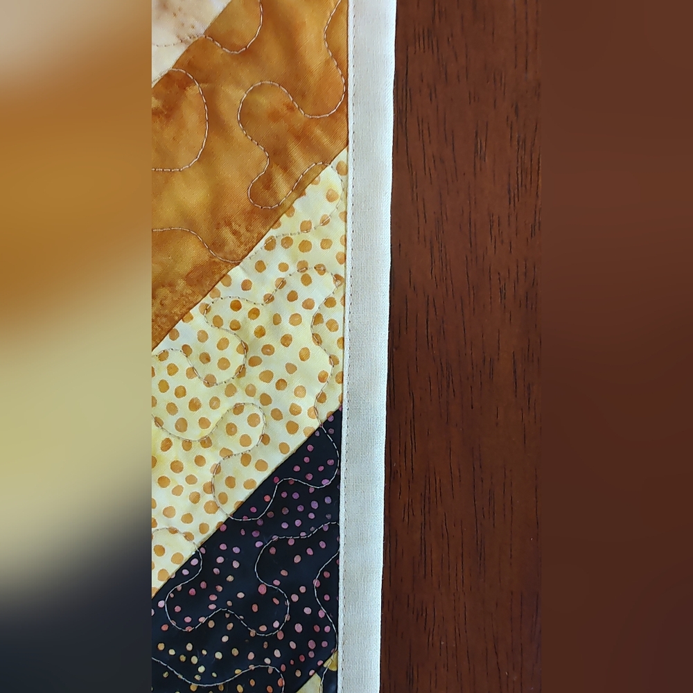 Beautiful Black & Gold! NEW HANDMADE Quilted Batik Table Runner -  12 X 46" - Picture 9 of 10